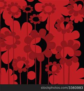 Floral background card in red tones, illustration for web design