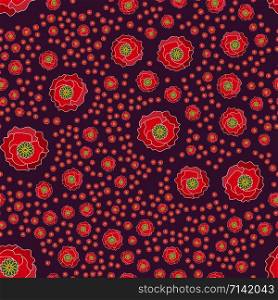 Floral background on dark. For fabric, baby clothes, background, textile, wrapping paper and other decoration. Repeating editable vector pattern. EPS 10. Floral background on dark. For fabric, baby clothes, background, textile, wrapping paper and other decoration. Vector seamless pattern EPS 10