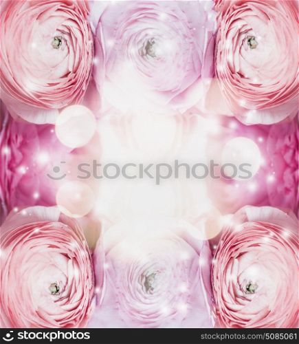 Floral background with bokeh lighting, frame