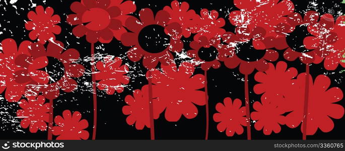 Floral banner in retro style, background illustration for web design