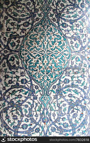 Floral design on the tiles on the wall of Topkapi palace in Istanbul