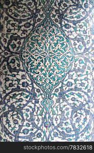Floral design on the tiles on the wall of Topkapi palace in Istanbul