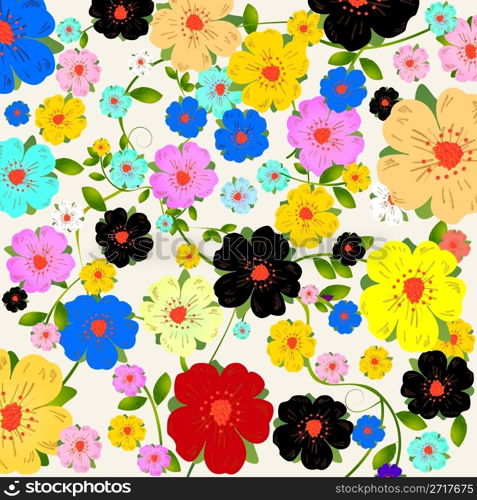 Floral fantasy, background layout for cards or wrapping paper