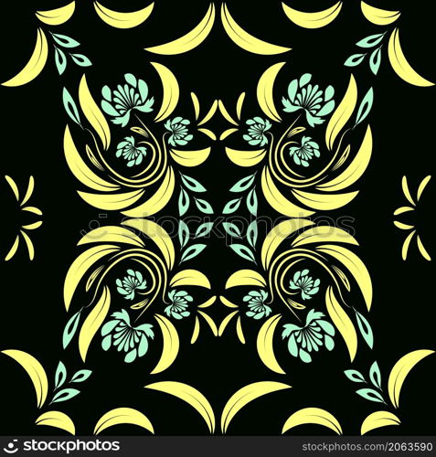 Floral folk damask pattern Fantasy flowers Floral geometric fantasy