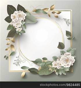 Floral frame for wedding decoration wedding card. Illustration Generative AI