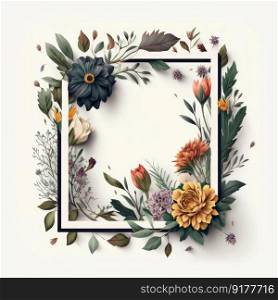 Floral frame. Illustration Generative AI
