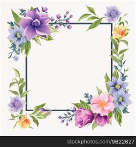 Floral frame with empty space. Vintage wedding invitation banner with flowers Ai generated