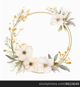 Floral frame with empty space. Vintage wedding invitation banner with flowers Ai generated