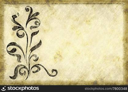 floral grunge design. tall floral design on grungy paper or parchment