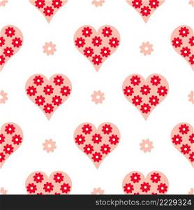 Floral hearts seamless pattern vector illustration. Romantic beautiful background. Template for packaging, paper, fabric and design. Floral hearts seamless pattern vector illustration