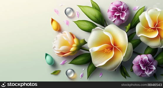 Floral Illustration of Alamanda Flower Blooming and Leaves
