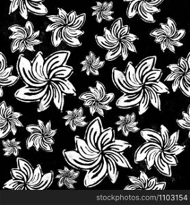 Floral seamless background. Black and white illustration. Floral seamless background. Black and white illustration.