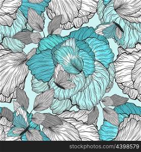 Floral Seamless Ornament Beauty Pattern Background With Flowers And Butterflies