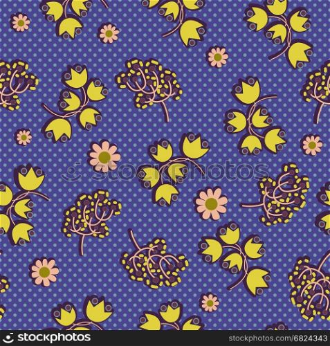 Floral seamless pattern. Paisley backdrop with decorative flowers. Floral seamless pattern. Paisley backdrop with decorative flowers, naive style