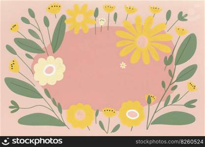 Floral spring or summer card template with space for text. Invitation for wedding, birthday and inspirational"es. Cute cards and posters for the spring holiday. Generative AI. Floral spring or summer card template with space for text. Generative AI