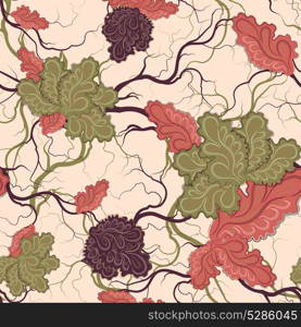 Floral vintage seamless pattern with flowering branches and flowers