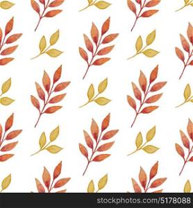Floral watercolor seamless pattern with autumn leaves on a white background