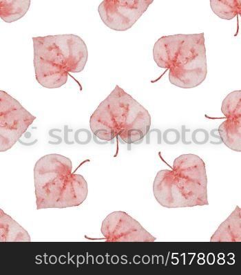 Floral watercolor seamless pattern with falling autumn leaves on a white background