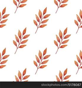 Floral watercolor seamless pattern with orange autumn leaves on a white background