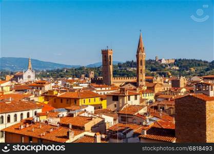 Florence. Aerial view of the city.. Aerial view of the city on a sunny day. Florence. Italy.