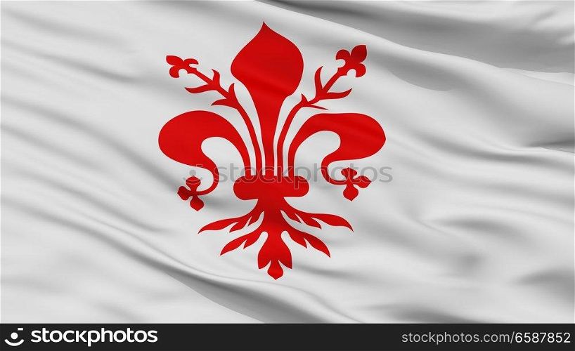 Florence City Flag, Country Italy, Closeup View. Florence City Flag, Italy, Closeup View
