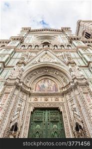 Florence, Italy. Detail of the Duomo during a bright sunny day but without shadow on the facade (very rare!)