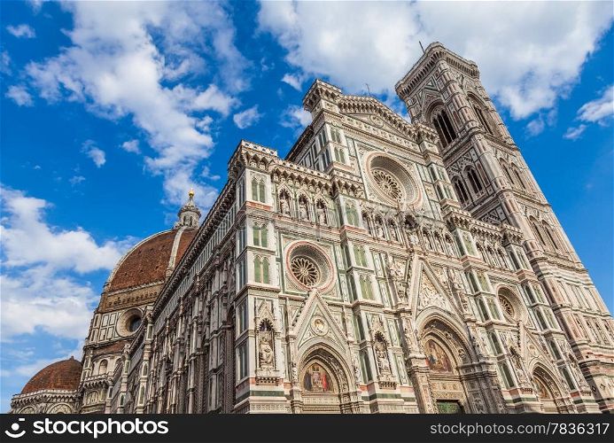 Florence, Italy. Detail of the Duomo during a bright sunny day but without shadow on the facade (very rare!)