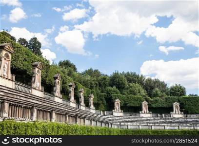 Florence, Italy. Old Boboli Gardens during a sunny day in summer season