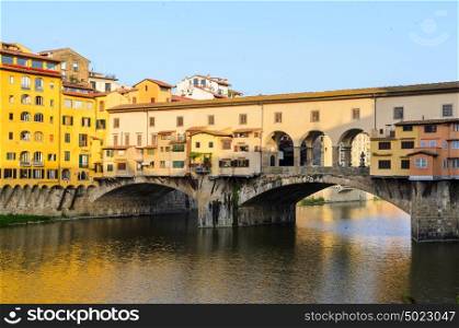Florence Ponte Vecchio view at summer, Tuscany, Italy