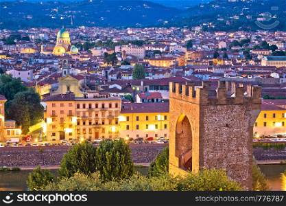 Florence rooftops and tower of San Niccolo evening view, landmarks of Tuscany region, Italy