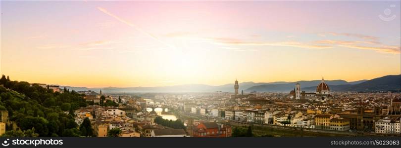 Florence summer sunset panoramic view, Tuscany, Italy