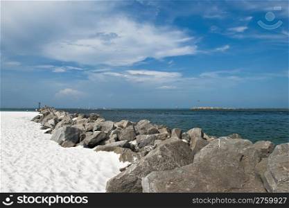 florida beach with rocks. Destin, Florida, USA