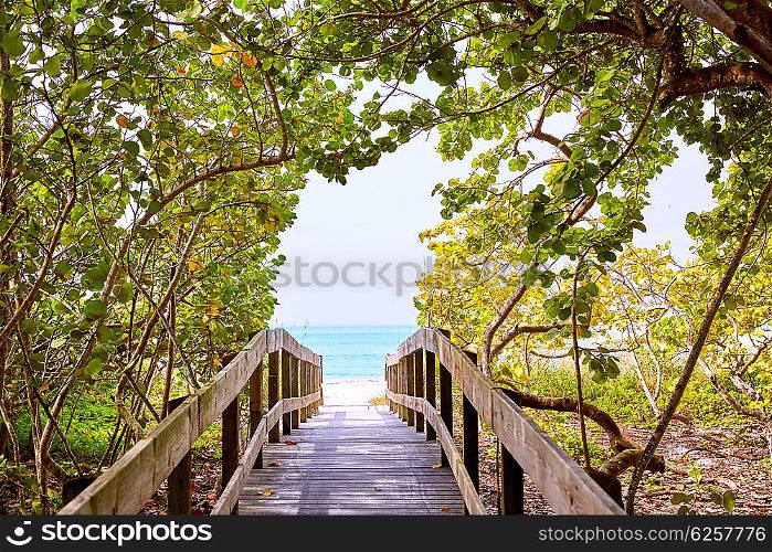 Florida bonita Bay Barefoot beach walk way in USA