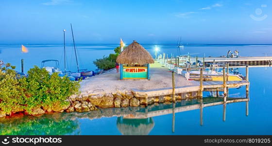 Florida Keys fishing boats in turquoise tropical blue water