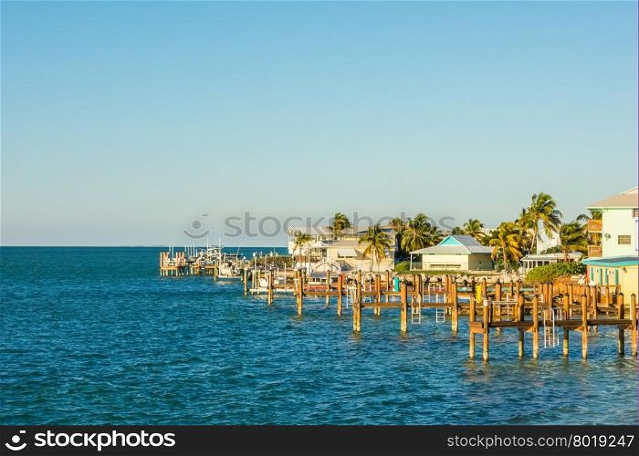 Florida Keys fishing boats in turquoise tropical blue water