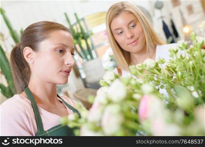 Florist giving advice to a customer