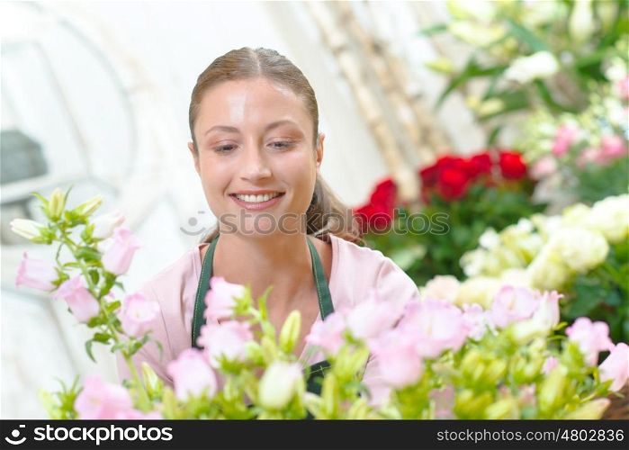 Florist working with flowers