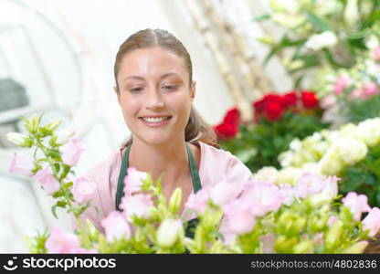 Florist working with flowers