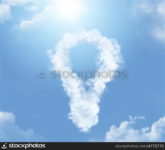 Flossy cloud in the shape of lightbulb