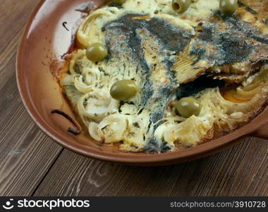 flounder baked - Fish dish close up