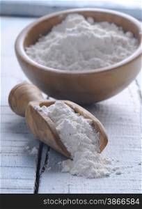 Flour in a bowl on the kitchen table