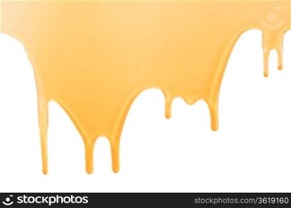 flow of sweet honey on the white background