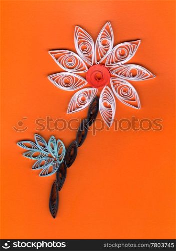 Flower applique with quilling. Stripe paper swirl