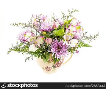 Flower arrangement on white
