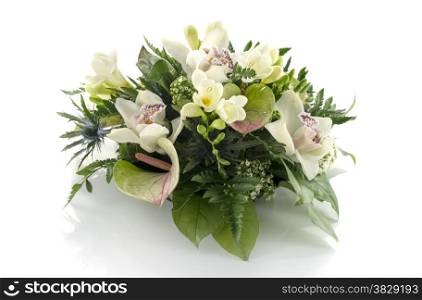 flower arrangement with lilys freesia and arum