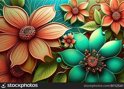 Flower background, delicate pastel floral pattern. Generative AI