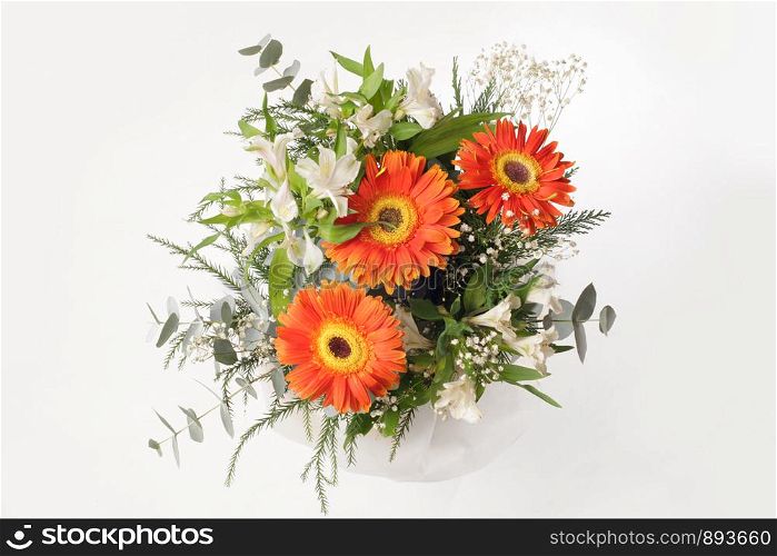 Flower bouquet on gray background