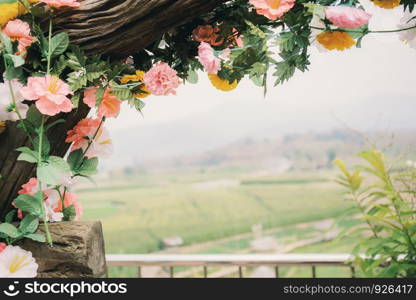 Flower decoration with beautiful of art in field.