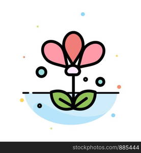 Flower, Floral, Nature, Spring Abstract Flat Color Icon Template