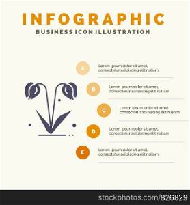 Flower, Floral, Nature, Spring Solid Icon Infographics 5 Steps Presentation Background